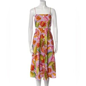 Farm Rio Lilac Beaks and Bananas Cutout Midi Dress (Sz M)